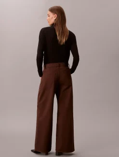 Calvin Klein Hose mit extra weitem Bein aus Twill^Damen Hosen & Shorts