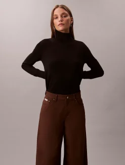 Calvin Klein Hose mit extra weitem Bein aus Twill^Damen Hosen & Shorts