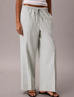 Calvin Klein Hose mit weitem Bein aus Leinen-Mix^Damen Hosen & Shorts