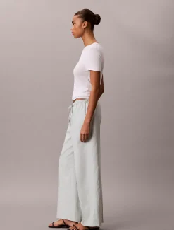 Calvin Klein Hose mit weitem Bein aus Leinen-Mix^Damen Hosen & Shorts