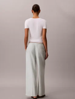 Calvin Klein Hose mit weitem Bein aus Leinen-Mix^Damen Hosen & Shorts