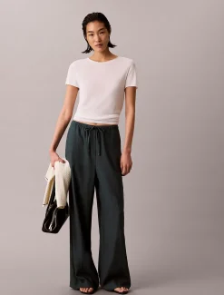 Calvin Klein Hose mit weitem Bein aus Leinen-Mix^Damen Hosen & Shorts