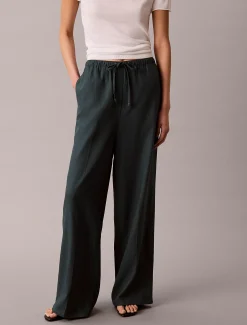 Calvin Klein Hose mit weitem Bein aus Leinen-Mix^Damen Hosen & Shorts