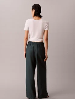 Calvin Klein Hose mit weitem Bein aus Leinen-Mix^Damen Hosen & Shorts