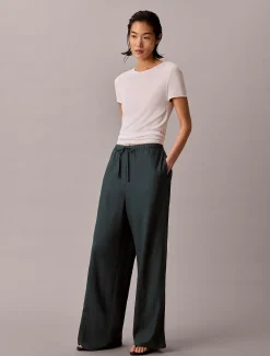 Calvin Klein Hose mit weitem Bein aus Leinen-Mix^Damen Hosen & Shorts
