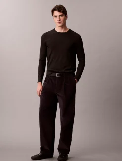 Calvin Klein Hose mit weitem Bein aus Kordsamt mit Bundfalten^Herren Hosen & Shorts