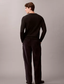 Calvin Klein Hose mit weitem Bein aus Kordsamt mit Bundfalten^Herren Hosen & Shorts