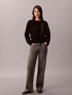 Calvin Klein Jacquard-Top aus glatter Baumwolle mit Monogramm^Damen Strickdesigns