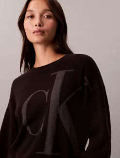 Calvin Klein Jacquard-Top aus glatter Baumwolle mit Monogramm^Damen Strickdesigns