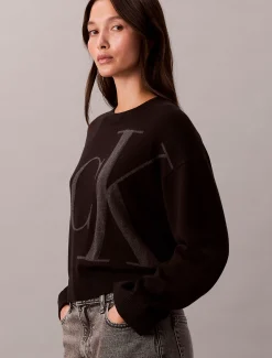 Calvin Klein Jacquard-Top aus glatter Baumwolle mit Monogramm^Damen Strickdesigns