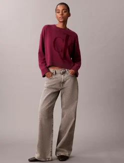 Calvin Klein Jacquard-Top aus glatter Baumwolle mit Monogramm^Damen Strickdesigns