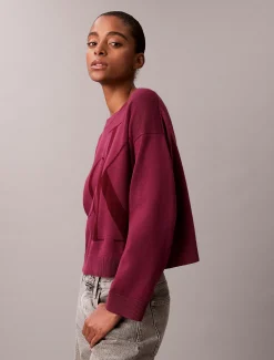 Calvin Klein Jacquard-Top aus glatter Baumwolle mit Monogramm^Damen Strickdesigns