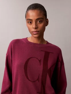 Calvin Klein Jacquard-Top aus glatter Baumwolle mit Monogramm^Damen Strickdesigns