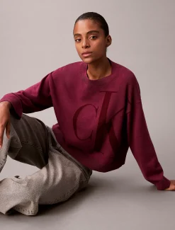 Calvin Klein Jacquard-Top aus glatter Baumwolle mit Monogramm^Damen Strickdesigns