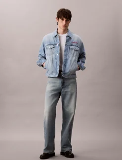 Calvin Klein Jeansjacke im 90er-Jahre-Look mit Kettenstich-Logo^Herren Jeansjacken|JackenFrisch Eingetroffen