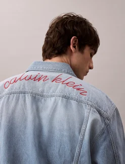 Calvin Klein Jeansjacke im 90er-Jahre-Look mit Kettenstich-Logo^Herren Jeansjacken|JackenFrisch Eingetroffen