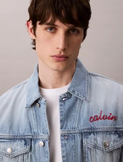 Calvin Klein Jeansjacke im 90er-Jahre-Look mit Kettenstich-Logo^Herren Jeansjacken|JackenFrisch Eingetroffen