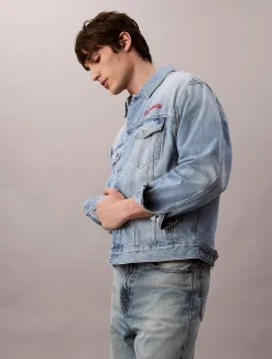 Calvin Klein Jeansjacke im 90er-Jahre-Look mit Kettenstich-Logo^Herren Jeansjacken|JackenFrisch Eingetroffen