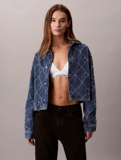 Calvin Klein Jeansjacke mit Allover-Logo^Damen Jeansjacken|JackenFrisch Eingetroffen