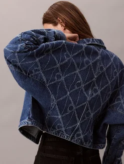 Calvin Klein Jeansjacke mit Allover-Logo^Damen Jeansjacken|JackenFrisch Eingetroffen