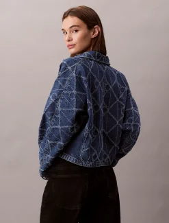 Calvin Klein Jeansjacke mit Allover-Logo^Damen Jeansjacken|JackenFrisch Eingetroffen