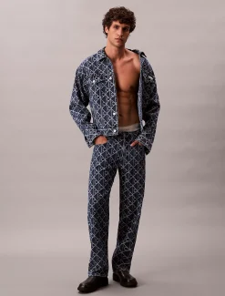 Calvin Klein Jeansjacke mit Allover-Logo im Neunzigerjahre-Look^Herren Jeansjacken|JackenFrisch Eingetroffen