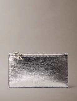 Calvin Klein Kartenetui im Metallic-Look mit Monogramm^Damen Geldbörsen & Etuis