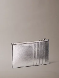 Calvin Klein Kartenetui im Metallic-Look mit Monogramm^Damen Geldbörsen & Etuis