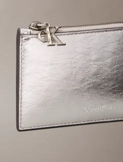 Calvin Klein Kartenetui im Metallic-Look mit Monogramm^Damen Geldbörsen & Etuis
