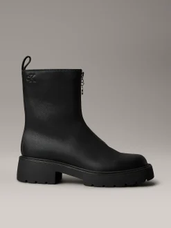 Calvin Klein Kastige Ankle Boots aus Leder mit Reißverschluss^Damen Boots