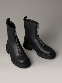 Calvin Klein Kastige Ankle Boots aus Leder mit Reißverschluss^Damen Boots