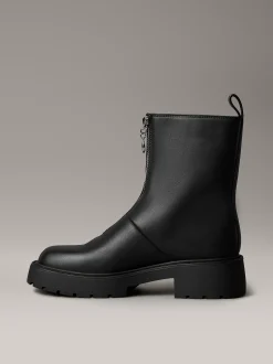 Calvin Klein Kastige Ankle Boots aus Leder mit Reißverschluss^Damen Boots