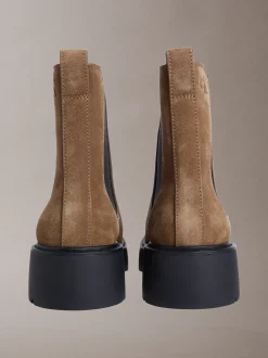 Calvin Klein Kastige Chelsea-Boots aus Wildleder mit quadratischem Zehenbereich^Damen Boots