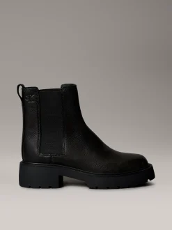 Calvin Klein Kastige Chelsea-Boots aus Leder mit quadratischem Zehenbereich^Damen Boots