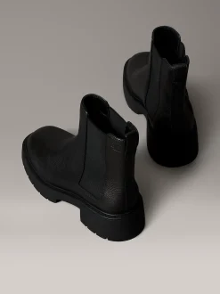 Calvin Klein Kastige Chelsea-Boots aus Leder mit quadratischem Zehenbereich^Damen Boots