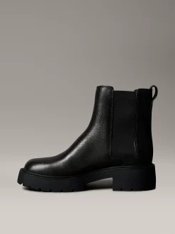 Calvin Klein Kastige Chelsea-Boots aus Leder mit quadratischem Zehenbereich^Damen Boots