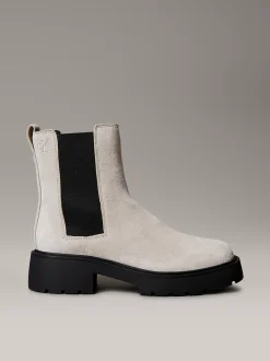 Calvin Klein Kastige Chelsea-Boots aus Leder mit quadratischem Zehenbereich^Damen Boots