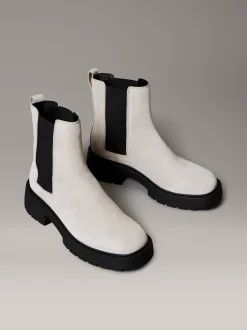 Calvin Klein Kastige Chelsea-Boots aus Leder mit quadratischem Zehenbereich^Damen Boots