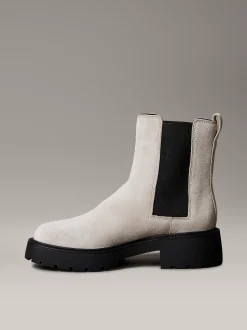 Calvin Klein Kastige Chelsea-Boots aus Leder mit quadratischem Zehenbereich^Damen Boots