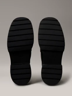 Calvin Klein Kastige Slipper mit Zehenschürze aus Leder^Damen Flache Schuhe