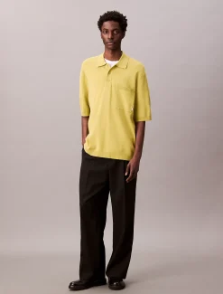 Calvin Klein Kastiger Polo-Pullover aus technischem Strick^Herren Hemden & Poloshirts|Strickdesigns