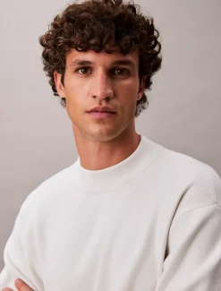 Calvin Klein Kastiger Pullover aus technischem Strick mit Stehkragen^Herren Strickdesigns