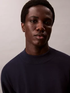 Calvin Klein Kastiger Pullover aus technischem Strick mit Stehkragen^Herren Strickdesigns