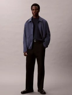 Calvin Klein Kastiger Pullover aus technischem Strick mit Stehkragen^Herren Strickdesigns