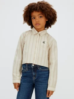 Calvin Klein Kastiges cropped T-Shirt mit Streifenmuster^Kinder Kleider & Röcke|T-shirts & Tops