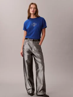 Calvin Klein Kastiges Grafik-T-Shirt mit Logo^Damen T-shirts & Tops