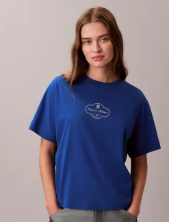 Calvin Klein Kastiges Grafik-T-Shirt mit Logo^Damen T-shirts & Tops