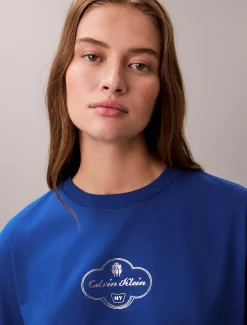 Calvin Klein Kastiges Grafik-T-Shirt mit Logo^Damen T-shirts & Tops