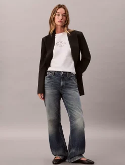 Calvin Klein Kastiges Grafik-T-Shirt mit Logo^Damen T-shirts & Tops