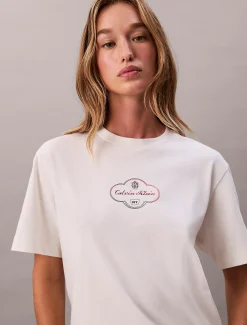 Calvin Klein Kastiges Grafik-T-Shirt mit Logo^Damen T-shirts & Tops